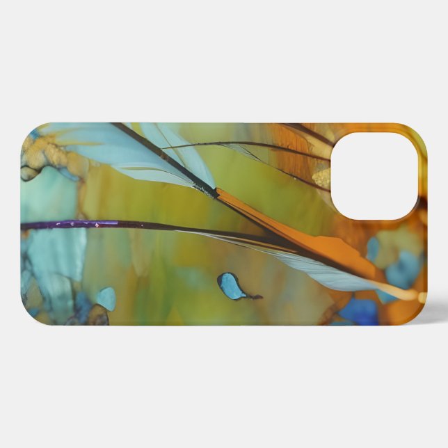 Coque iPhone Plumes Abstrait AI Art (Verso Horizontal)