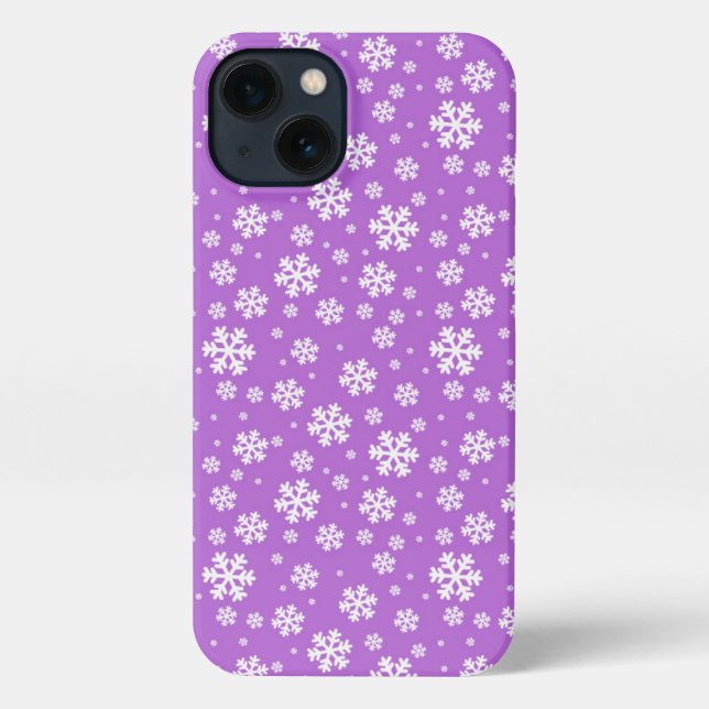 Coque iPhone Pneus blancs sur Motif d'hiver violet (Verso)