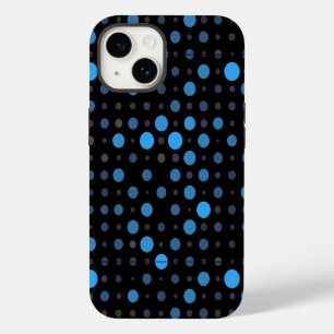 Coque Pour iPhone 14 Pointillé 01X.Teinte bleue sur fond noir