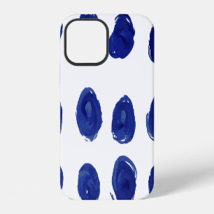 Coque iPhone 12 Pointillé, aquarelle bleu indigo.