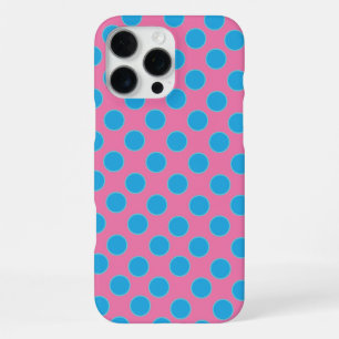 Coque iPhone 16 Pro Max Points Bleus Bébé sur Fond Rose