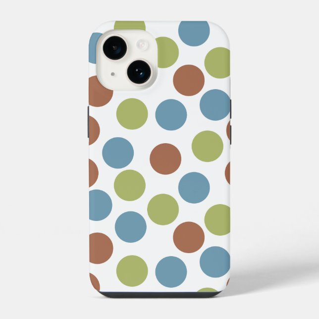 Coque iPhone Points bleus, verts et marron  (Verso)