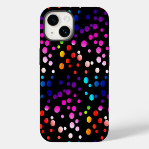 Coque Pour iPhone 14 Points de polka néon sur fond noir