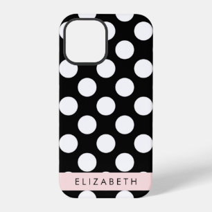 Coque iPhone 12 Pro Points noirs et blancs, Pointillés, Votre Nom