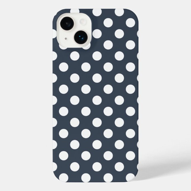Coque iPhone Pois blancs sur gris bleu (Verso)