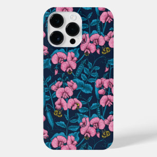 Coque Pour Pour iPhone 14 Pro Max Pois doux et bourdons, rose et bleu