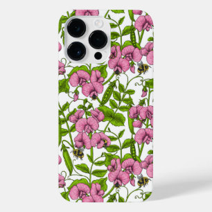 Coque Pour Pour iPhone 14 Pro Max Pois doux et bourdons, rose, vert et blanc