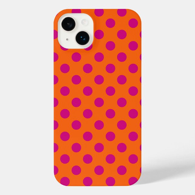 Coque iPhone Pois Fuchsia orange (Verso)