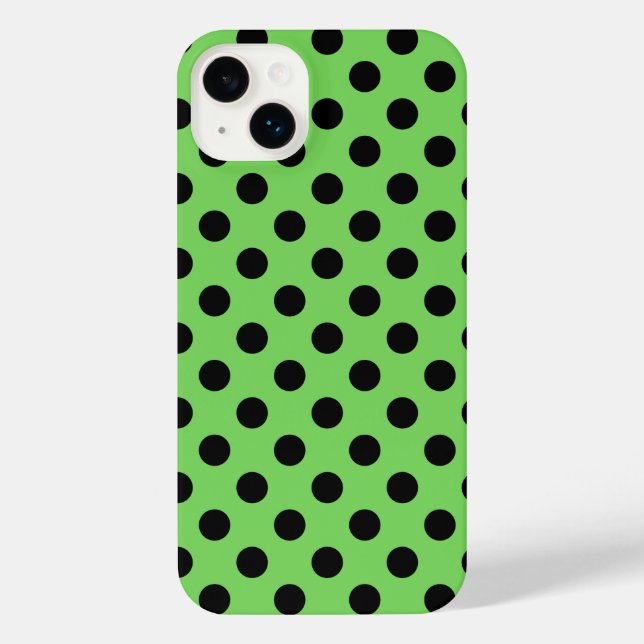Coque iPhone Pois noirs sur vert citron (Verso)