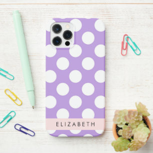 Coque iPhone 12 Pro Pois violets, Motif Pointe Polka, Votre Nom