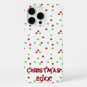 Coque iPhone 16 Pro Max Poka-points rouge et vert sur blanc