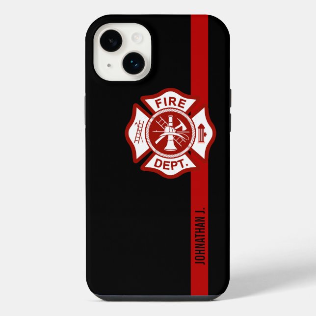 Coque iPhone Pompier Croix Maltaise Mince Ligne Rouge (Verso)