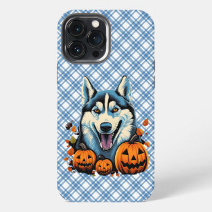 Etui iPhone 13 Pro Max Pop Art Smilling Husky Chien avec Halloween Citrou