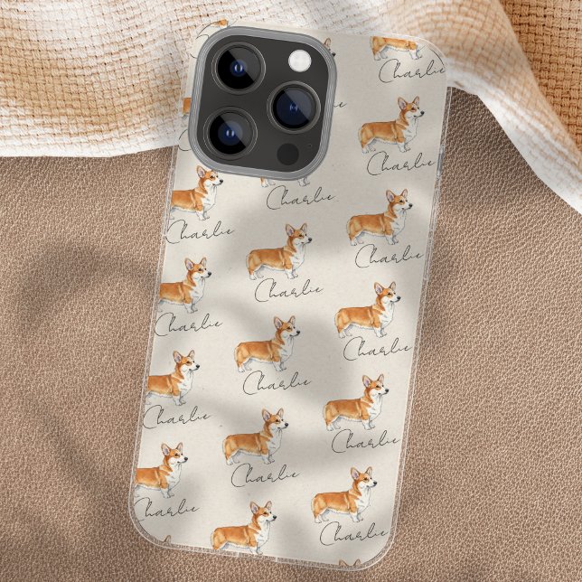 Coque iPhone Portrait d'animal de compagnie dessiné à la main A (Showcase your furry friend with this Hand Drawn Pet Portrait Sketch Corgi Case!)