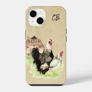 Coque Pour iPhone 14 Poulets à l'aquarelle Poule Coq Grange Ferme