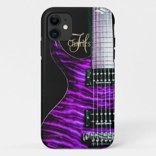 Coque iphone pourpre de monogramme de guitare