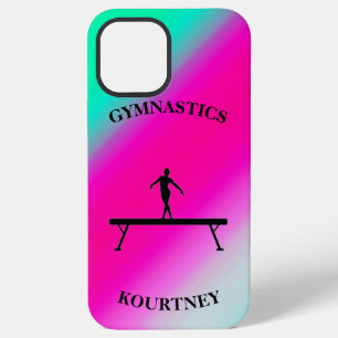Coque iPhone 12 Pro Max Poutre d'équilibre de gymnastique Menthe et Fuchsi
