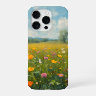Coque iPhone 16 Pro Prairie de fleurs sauvages vibrantes dans le style