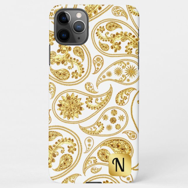 Coque iPhone Premier or paisley l Luxe cadeau féminin (Dos)