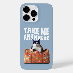 COQUE POUR POUR iPhone 14 PRO MAX PRENEZ-MOI N'IMPORTE OÙ CHAT SUITCASE VOYAGE