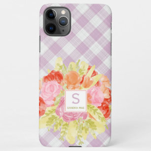 Coque iPhone 11Pro Max Printemps Pastel rose En vichy chèque Motif