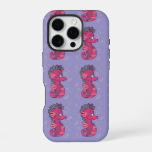 Coque iPhone 16 Pro Punky Seahorse Hippocampe Rose Mignon