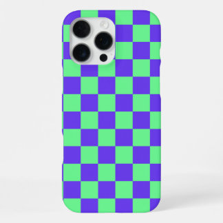 Coque iPhone 16 Pro Max Purple and Green Checkerboard Pattern