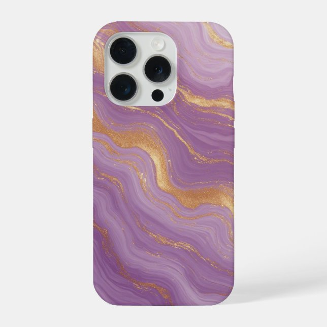 Coque iPhone Purple Marble Background With Gold Veins (Verso)