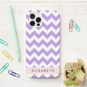 Coque iPhone 12 Pro Purple Zigzag, Purple Chevron, Votre Nom