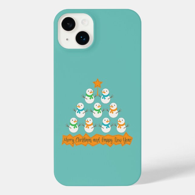 Coque iPhone Pyramide des sapins de Noël faite de bonhommes de  (Verso)