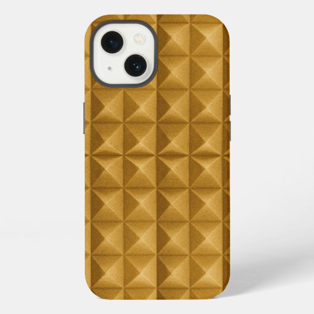 Coque iPhone Pyramides, triangles texture dorée. (Verso)