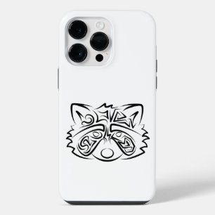 Coque Pour Pour iPhone 14 Pro Max Raccoon tribal noir et blanc