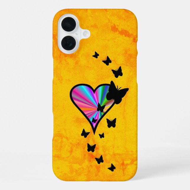 Coque iPhone Rainbow heart and Butterfly (Verso)