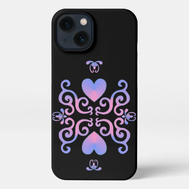 Coque iPhone Rainbow Heart et Lily (Verso)