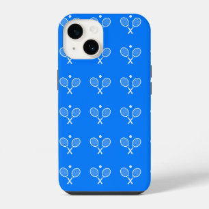 Coque Pour iPhone 14 Raquettes de Tennis Fond Bleu