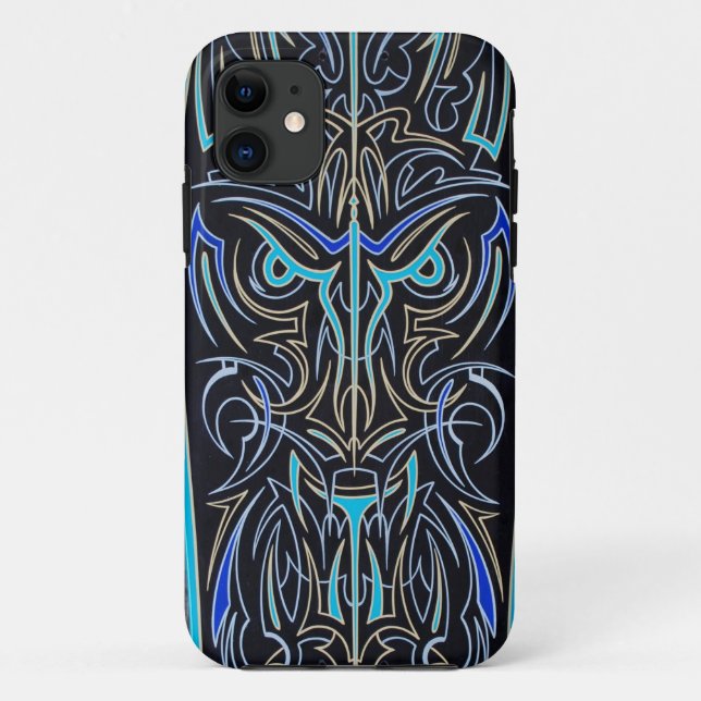 Coque iphone rayé de masque de Tiki (Dos)