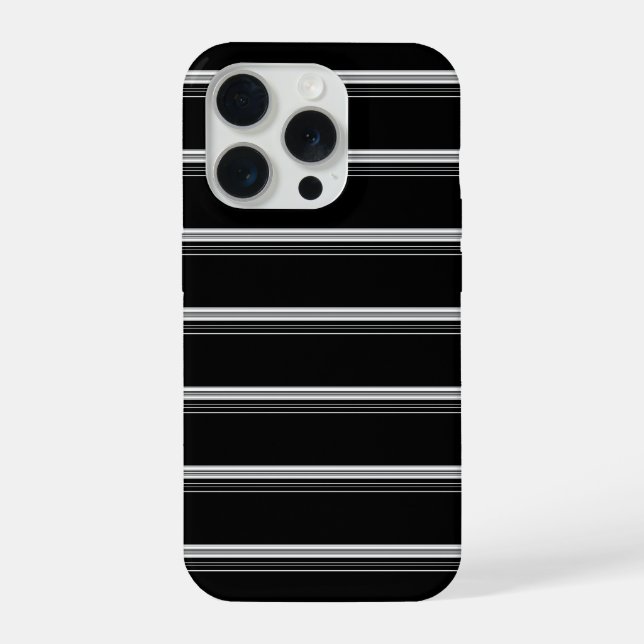 Coque iPhone Rayé noir blanc chic  (Verso)