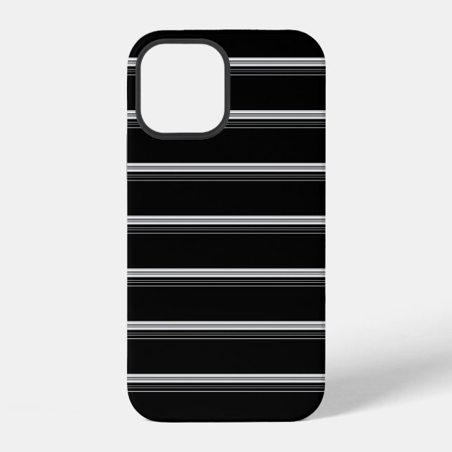 Coque iPhone Rayé noir blanc chic  (Verso)