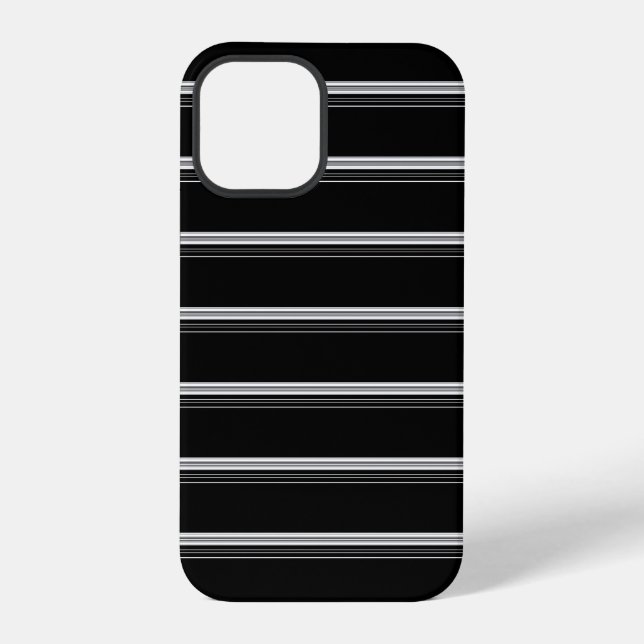 Coque iPhone Rayé noir blanc chic  (Verso)