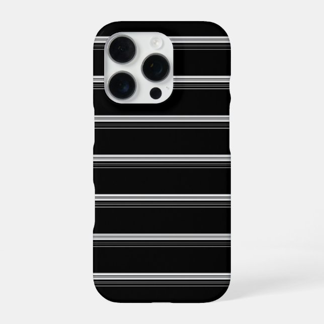 Coque iPhone Rayé noir blanc chic  (Verso)