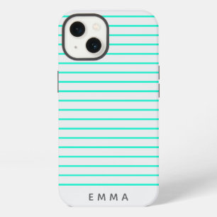 Etui iPhone 13 Rayure Moderne   Nom Contemporain Aqua Cyan Amusan