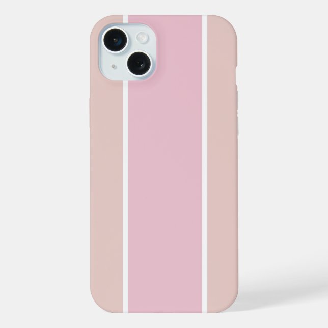 Coque iPhone Rayure verticale rose pâle et beige (Verso)