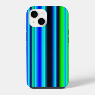 Coque Pour iPhone 14 Rayures arc-en-ciel bleu-vert