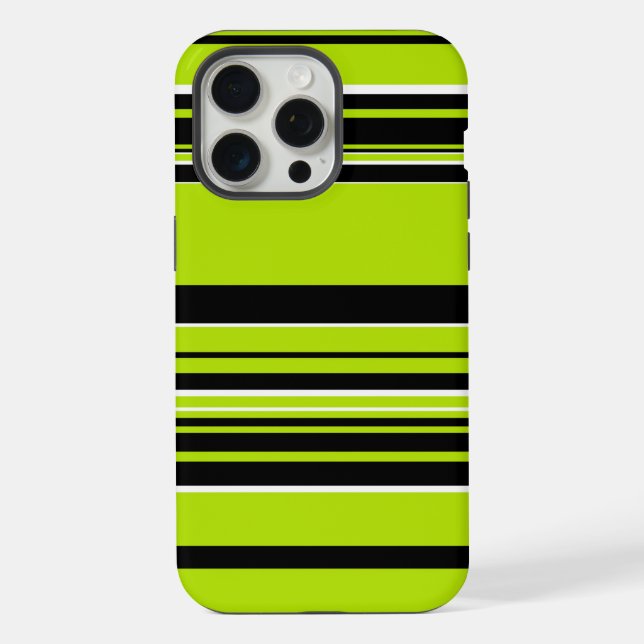 Coque iPhone Rayures complexes - Vert Citron (Verso)