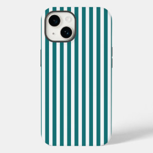 Coque Pour iPhone 14 Rayures de bonbon sarcelle et blanc