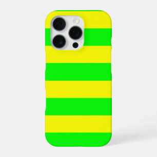 Coque iPhone 16 Pro Rayures jaune citron et vert citron 