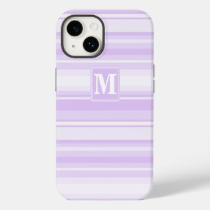 Coque Pour iPhone 14 Rayures lilas monogramme