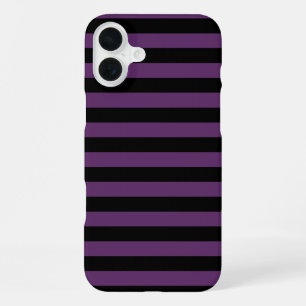 Coque iPhone 16 Plus Rayures noires et violettes gothiques