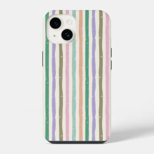 Coque Pour iPhone 14 Rayures rustiques pastel