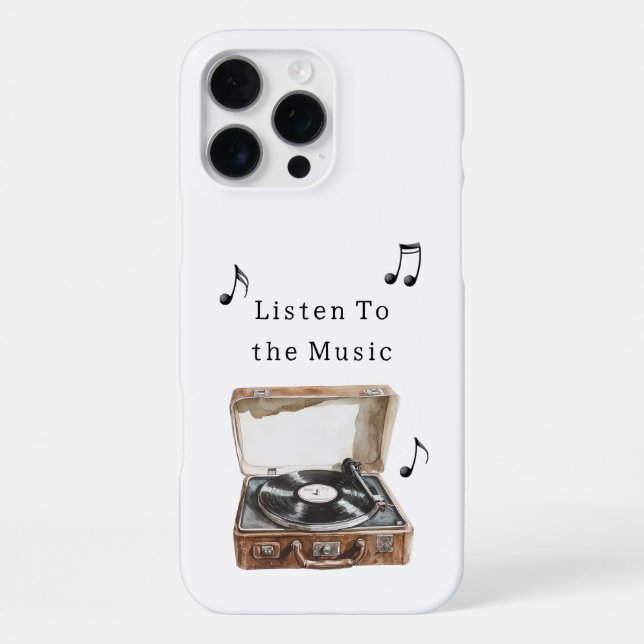 Coque iPhone Record Player Music Notes (Verso)